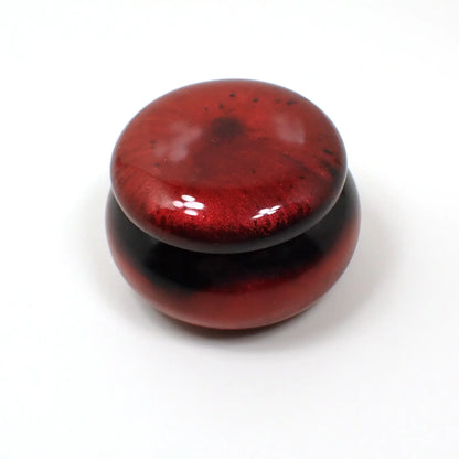 Small Handmade Goth Pearly Black and Bright Red Resin Round Trinket Box