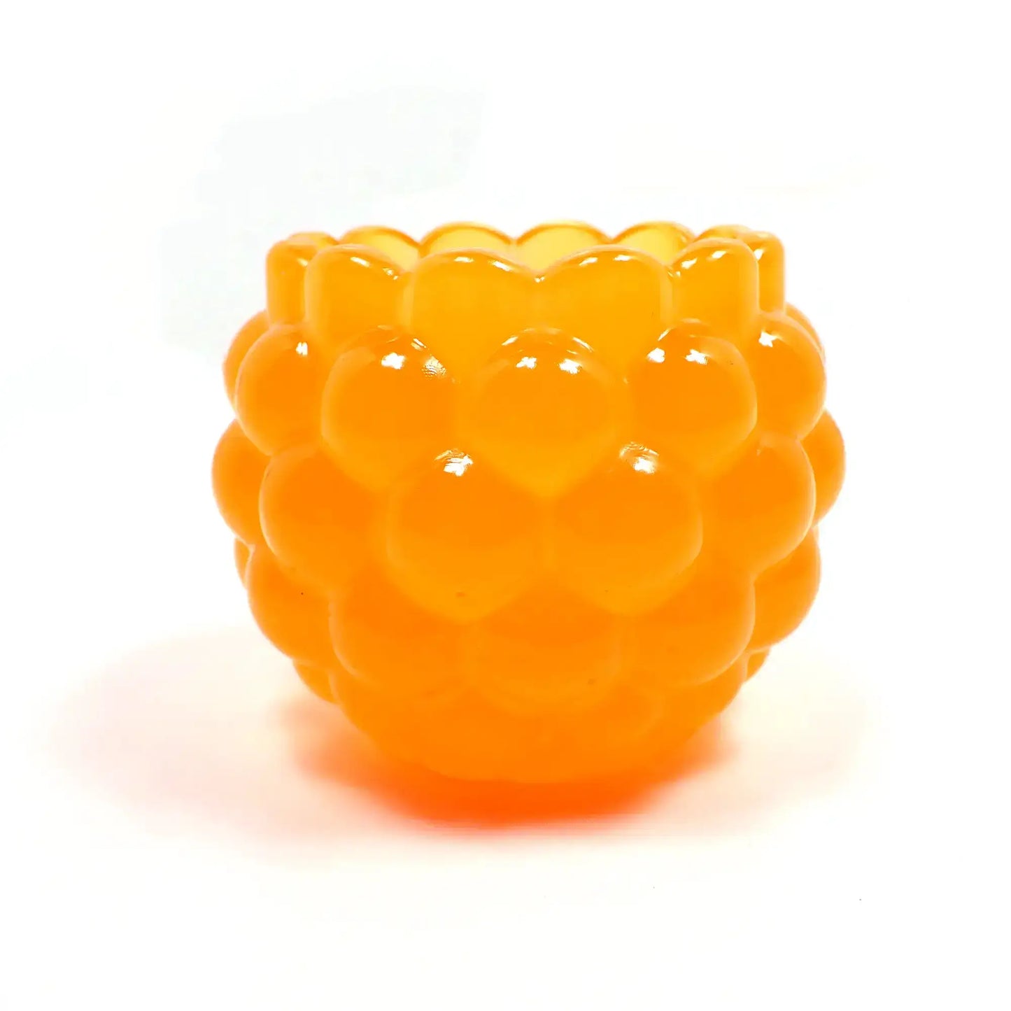 Small Handmade Round Neon Tangerine Orange Resin Pot with Scalloped Edge, Decorative Bowl