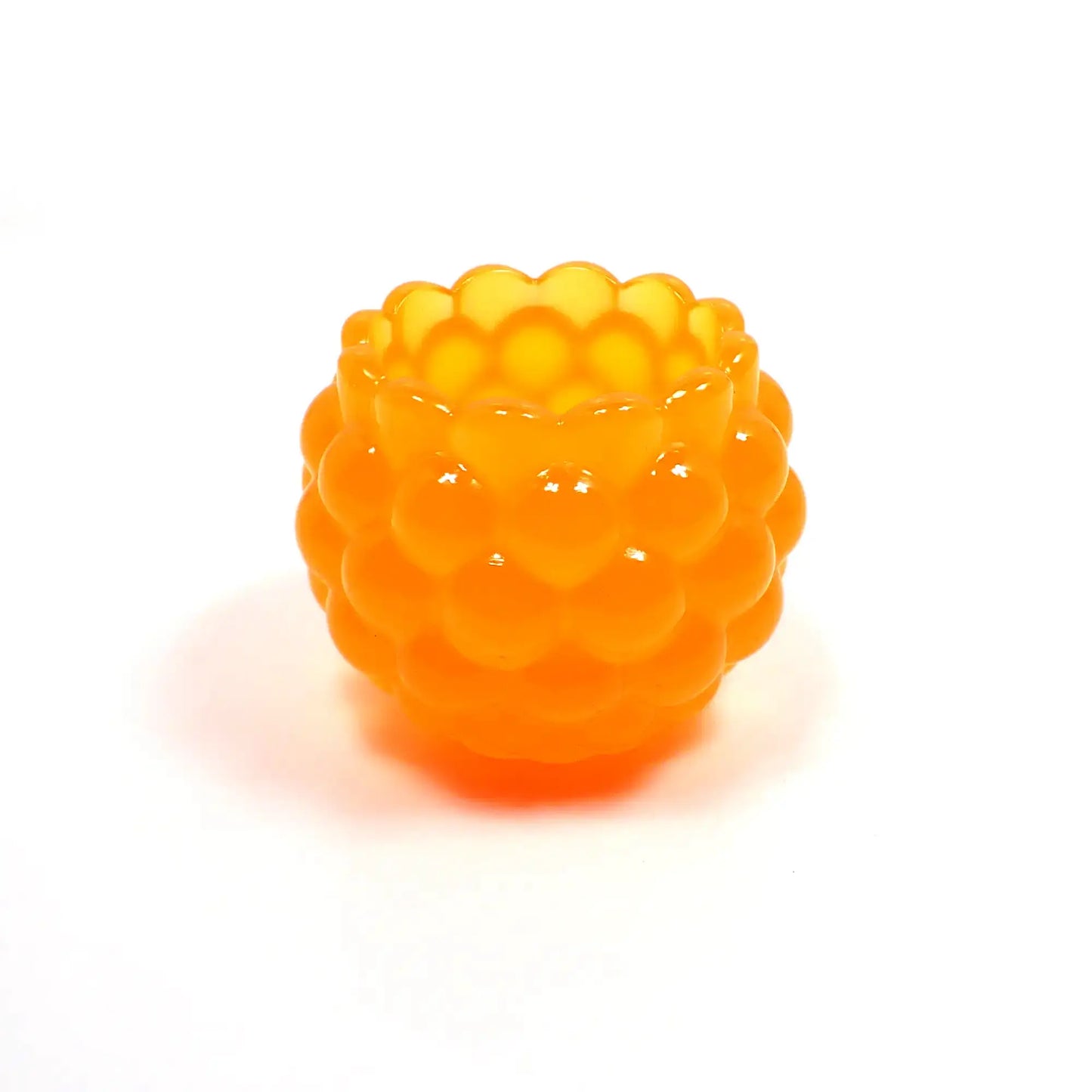 Small Handmade Round Neon Tangerine Orange Resin Pot with Scalloped Edge, Decorative Bowl