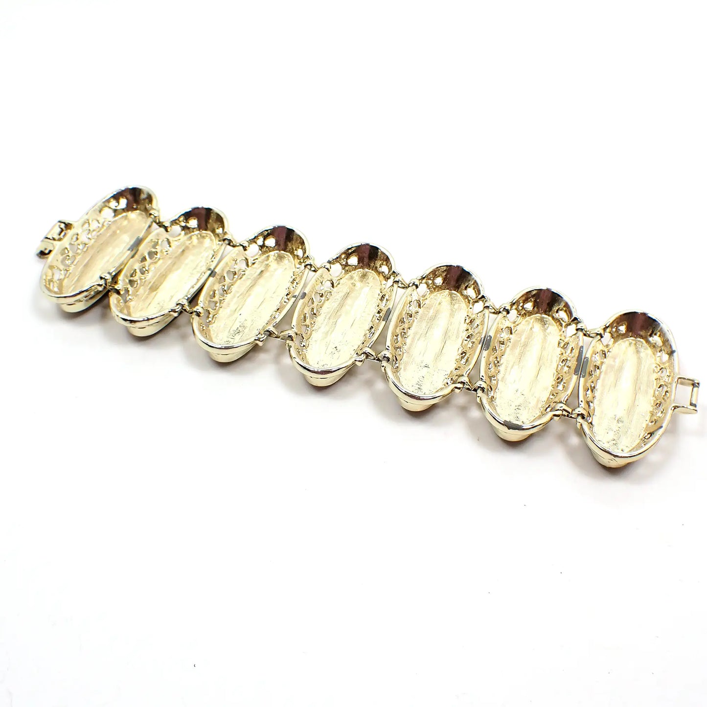 1950's Wide Pearly Brown Thermoset Oval Vintage Link Bracelet