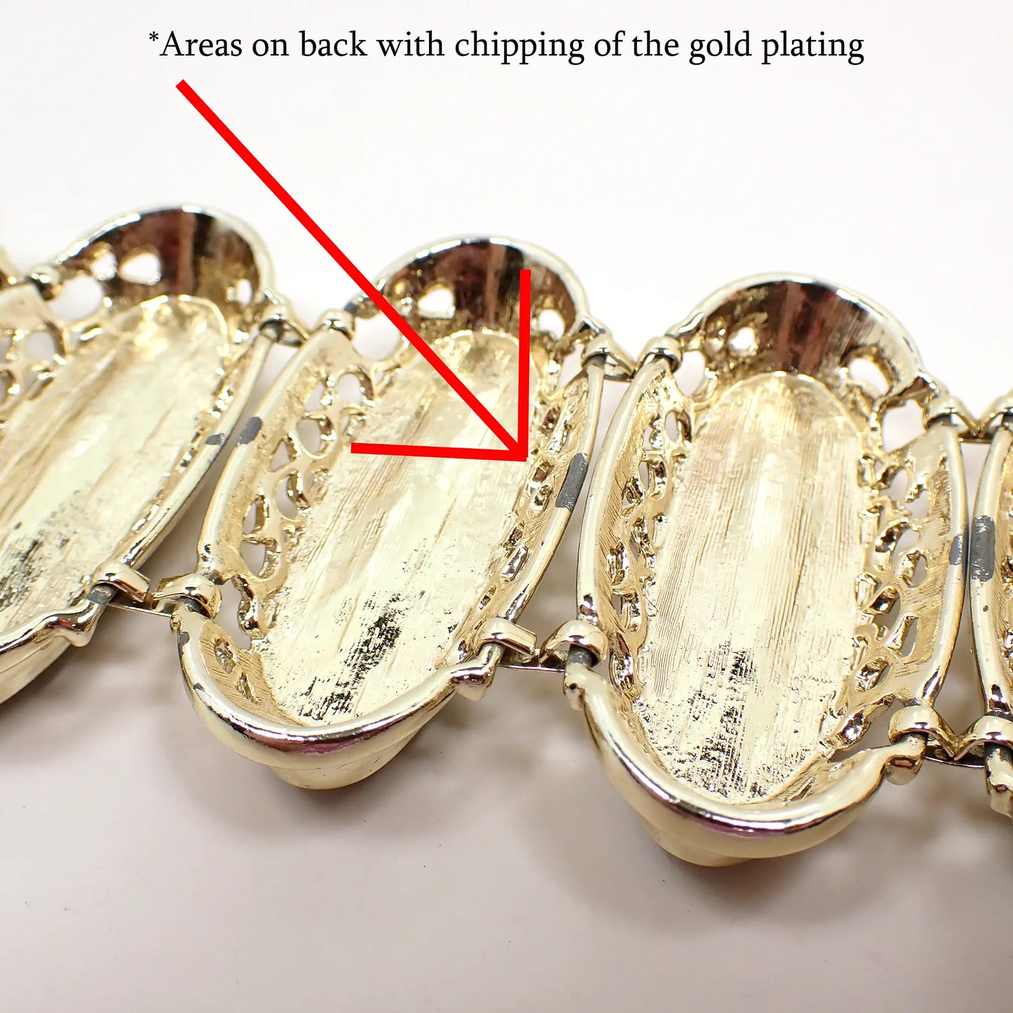 1950's Wide Pearly Brown Thermoset Oval Vintage Link Bracelet