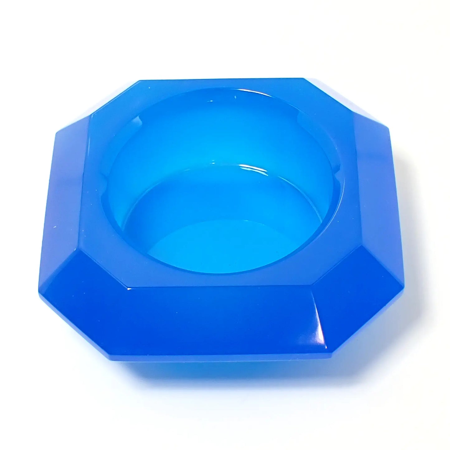 Handmade Faceted Octagon Neon Blue Resin Tea Light Candle Holder, Small Succulent Planter