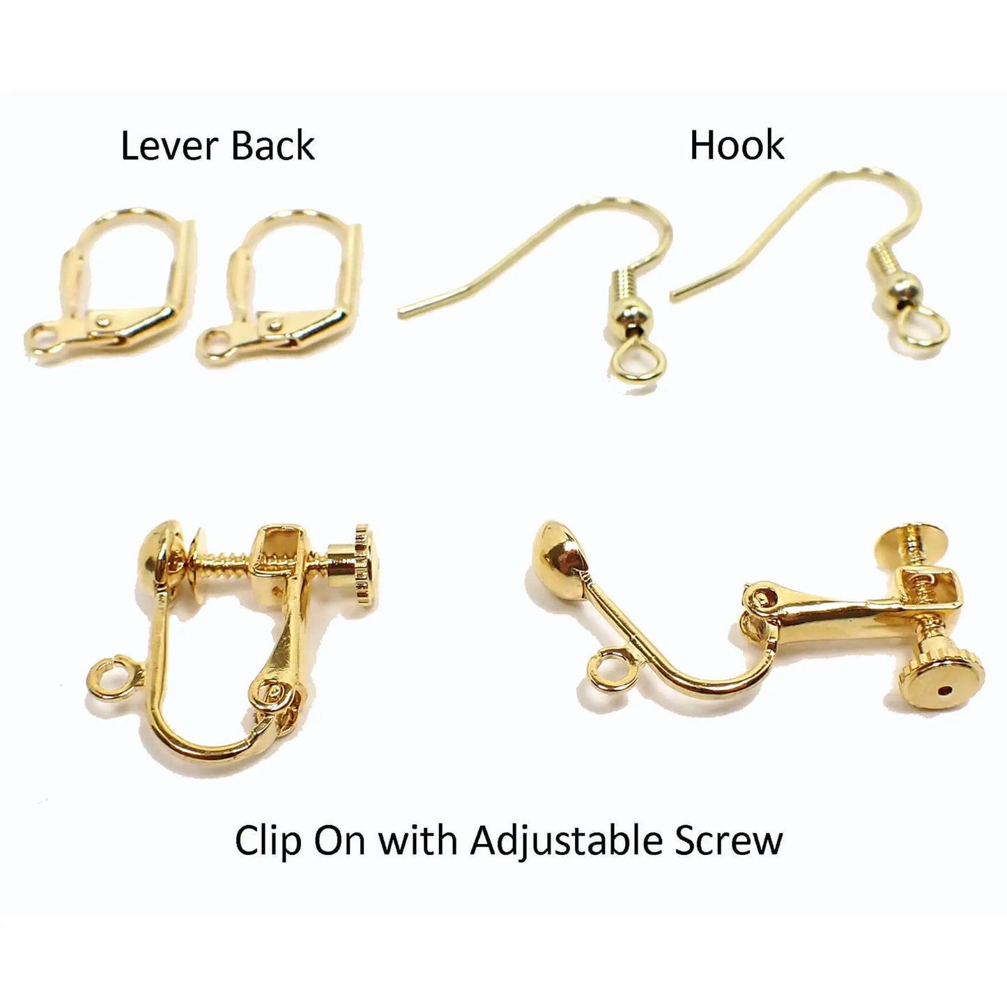 Antiqued Metallic Gold Color Handmade Half Moon Earrings Gold Plated Hook Lever Back or Clip On