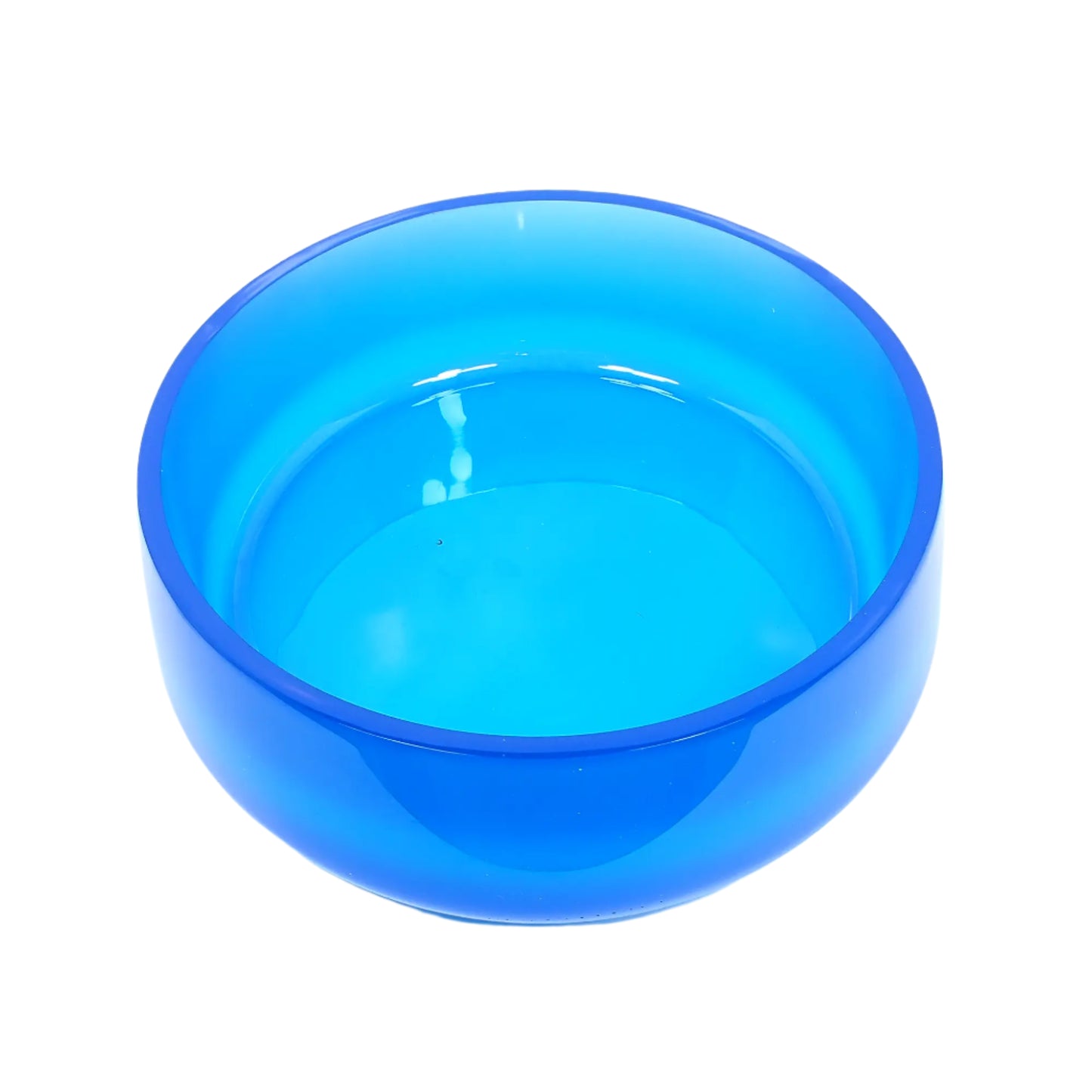 Top view of the large handmade neon blue resin decorative bowl showing the inside area where objects could be placed.