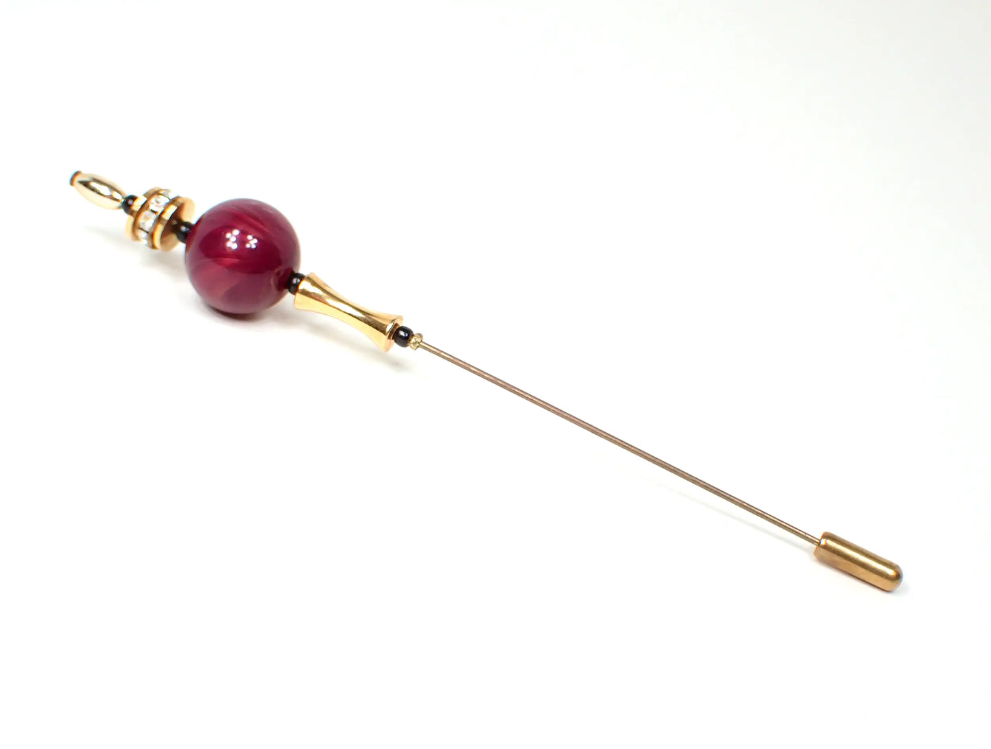 1980s Fuchsia Lucite and Rhinestone Retro Vintage Hat Pin