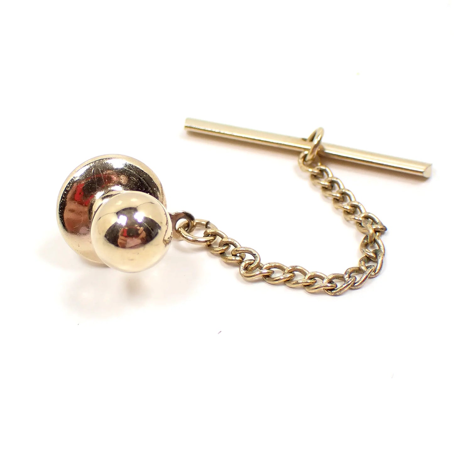 Mid Century Gold Tone Round Stud Vintage Tie Tack