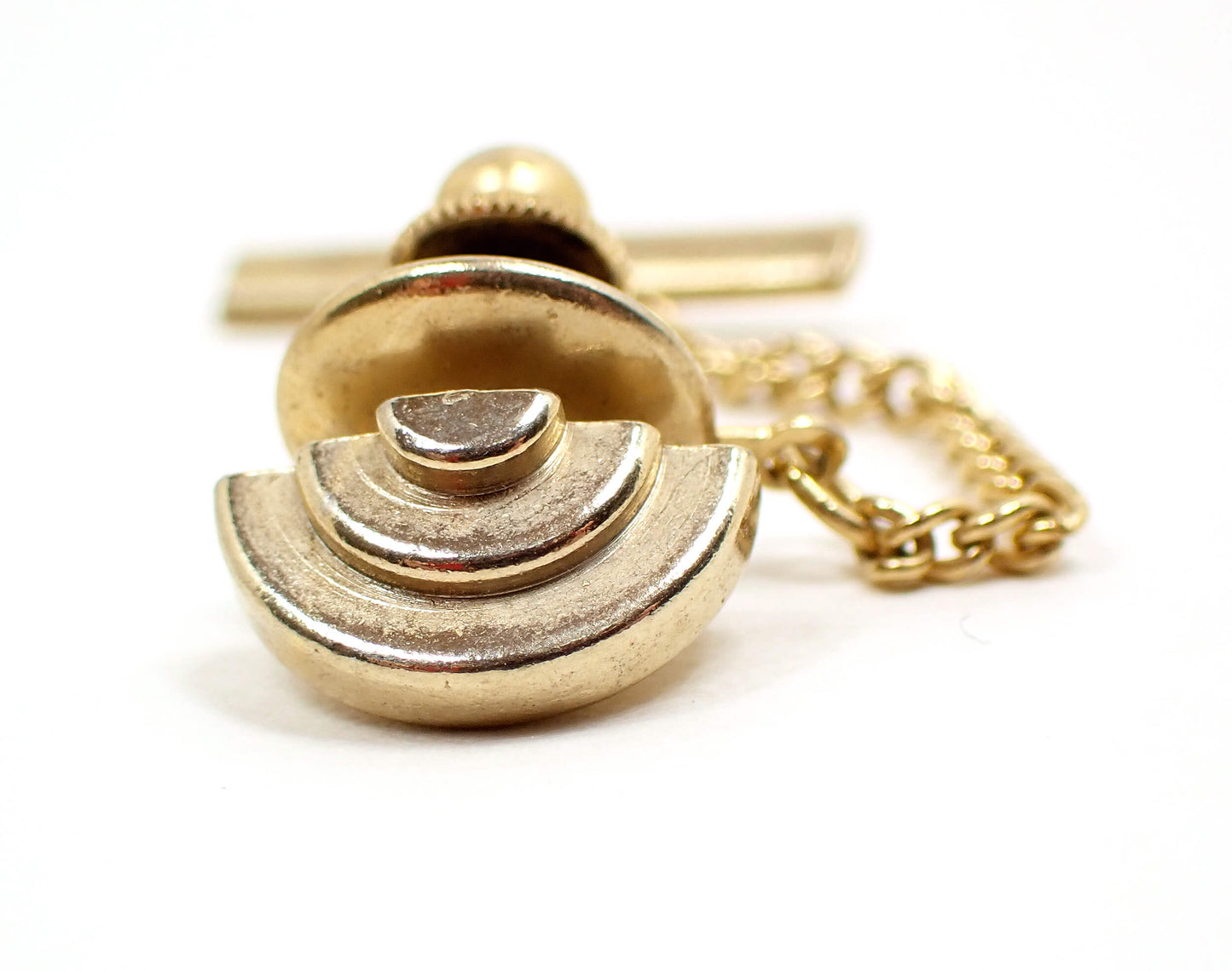 Gold Tone Curves Mid Century Vintage Tie Tack, Modernist Tie Pin