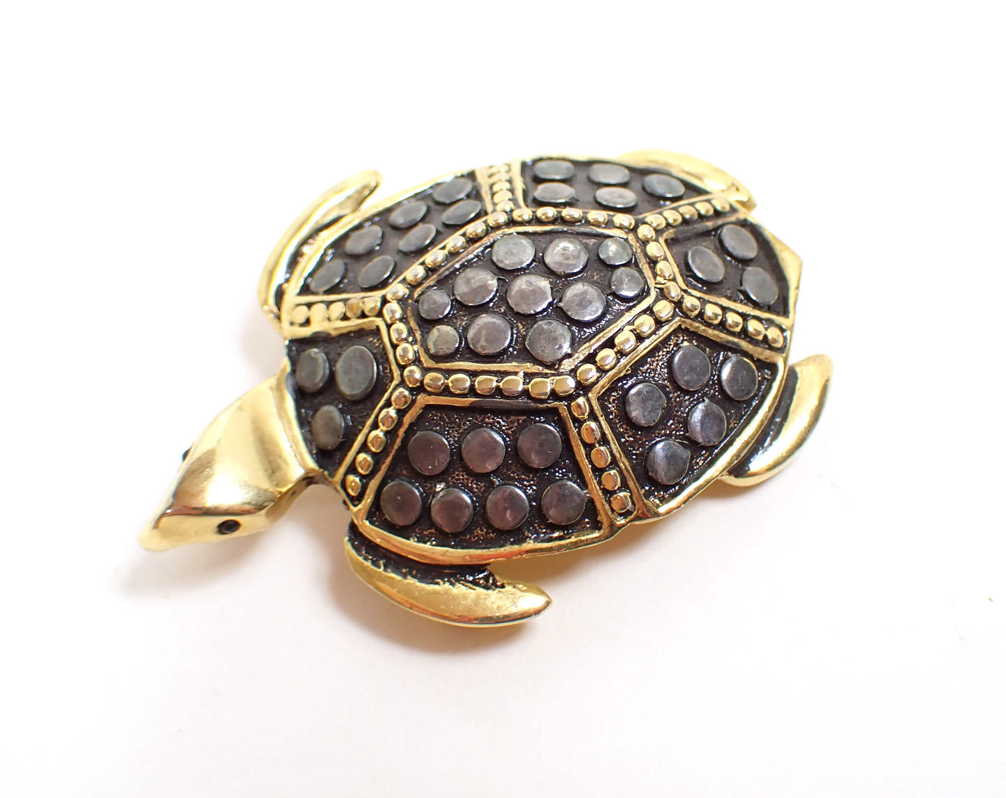 SY Two Tone Retro Vintage Turtle Brooch Pin Pendant