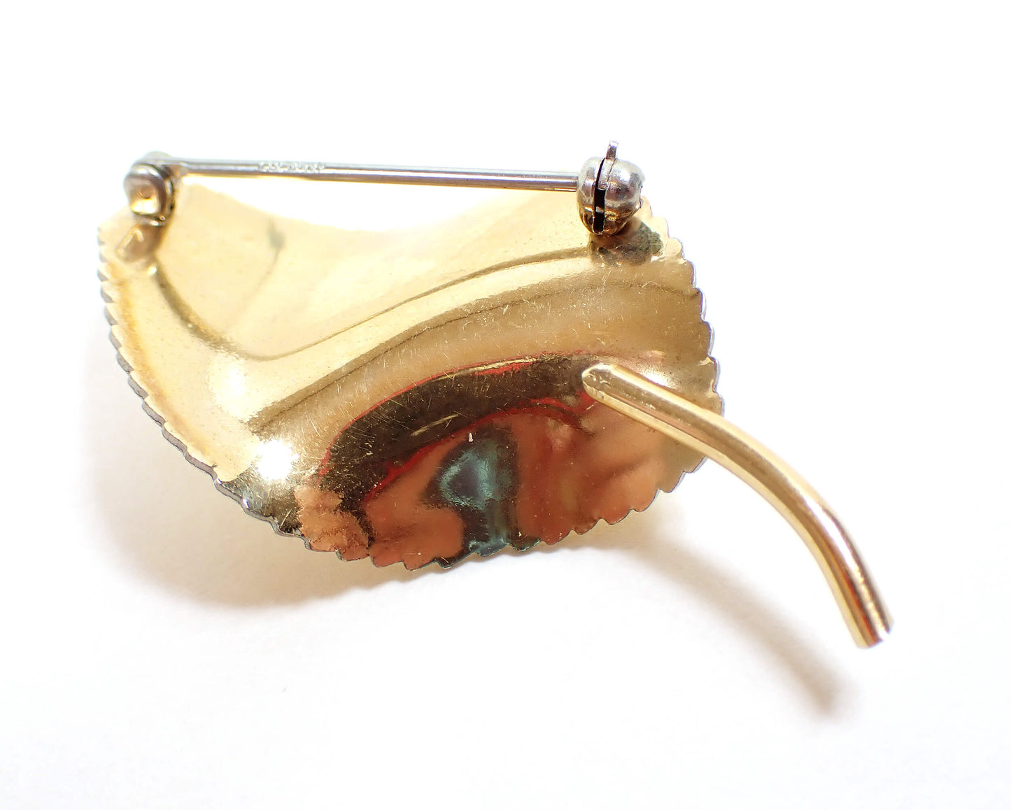 Krementz Cultured Pearl Mid Century Vintage Leaf Brooch Pin