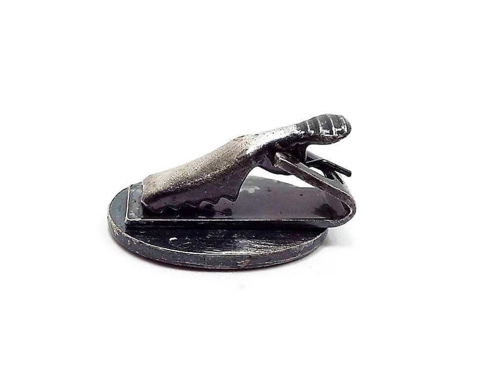 Small Vintage Leaf Tie Clip Clasp, Retro 1980s, Antiqued Silver Tone, Skinny Tie Jewelry