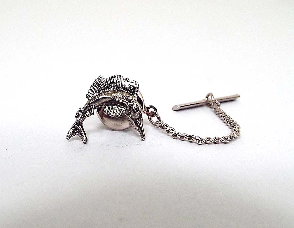 Vintage Sailfish Tie Tack, Nautical Ocean Sea Animal Tie Pin