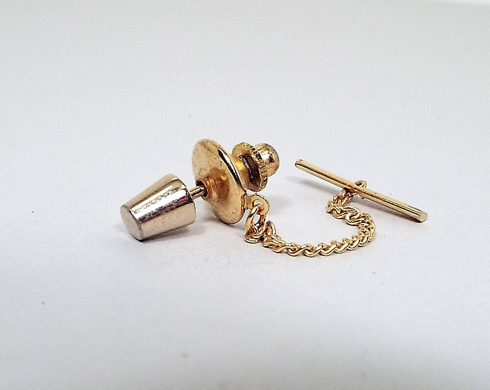 Gold Tone Cone Vintage Tie Tack, Stud Tie Pin