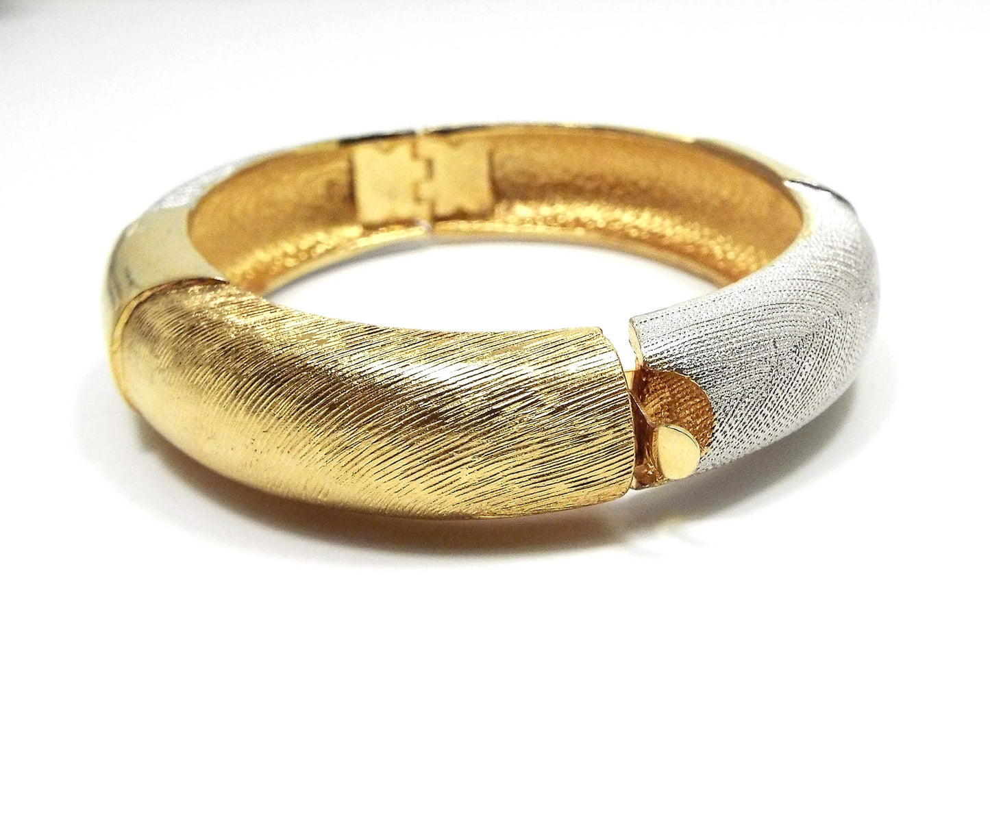 Two Tone Vintage Hinged Bangle Bracelet