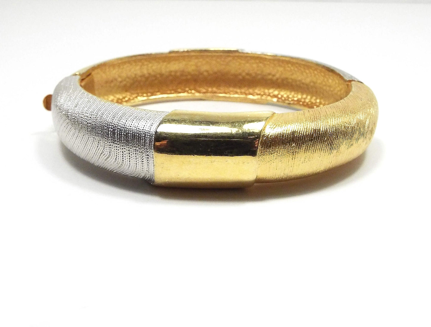 Two Tone Vintage Hinged Bangle Bracelet