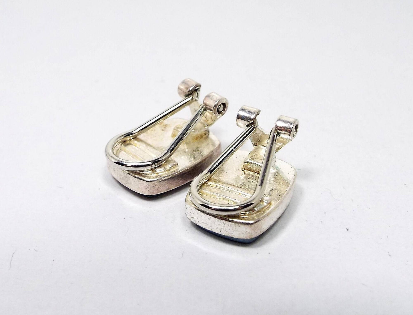 Light Blue Dyed Mother of Pearl Vintage Clip on Earrings