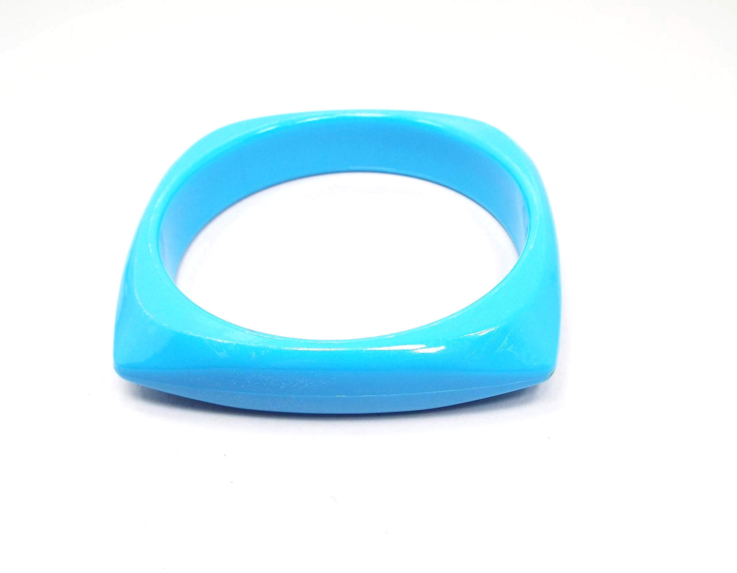 Bright Blue Plastic Square Vintage Bangle Bracelet