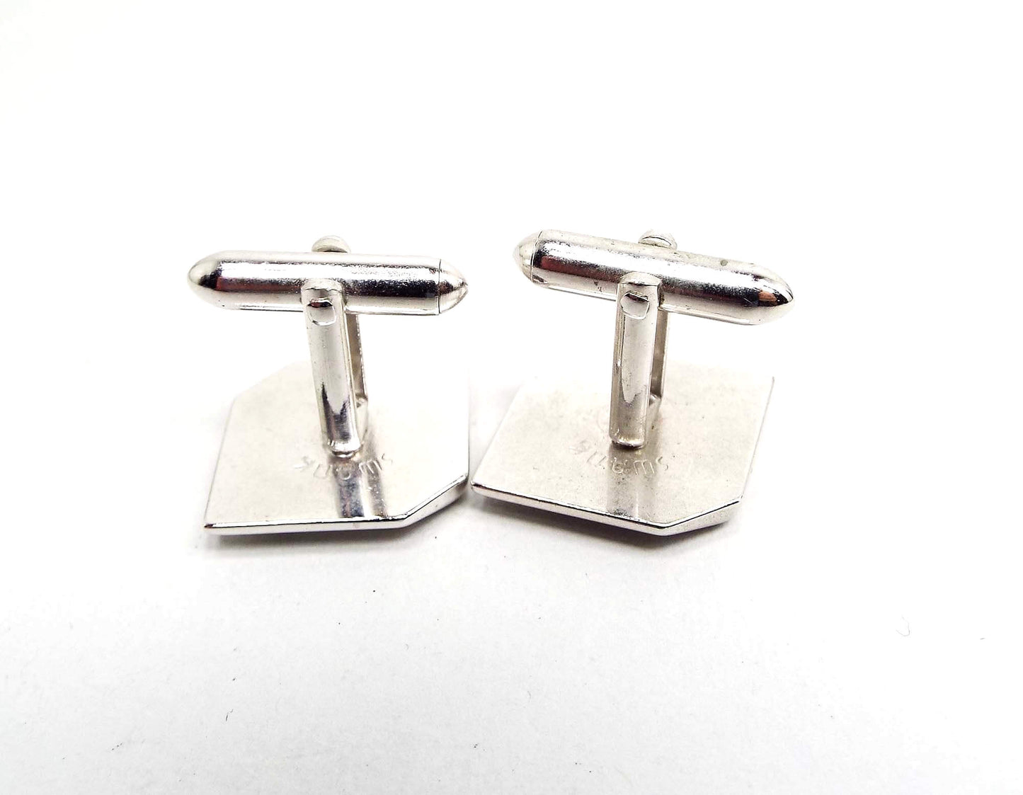 Swank Flat Optical Illusion Initial Letter P Vintage Cufflinks, Groovy Retro Cuff Links