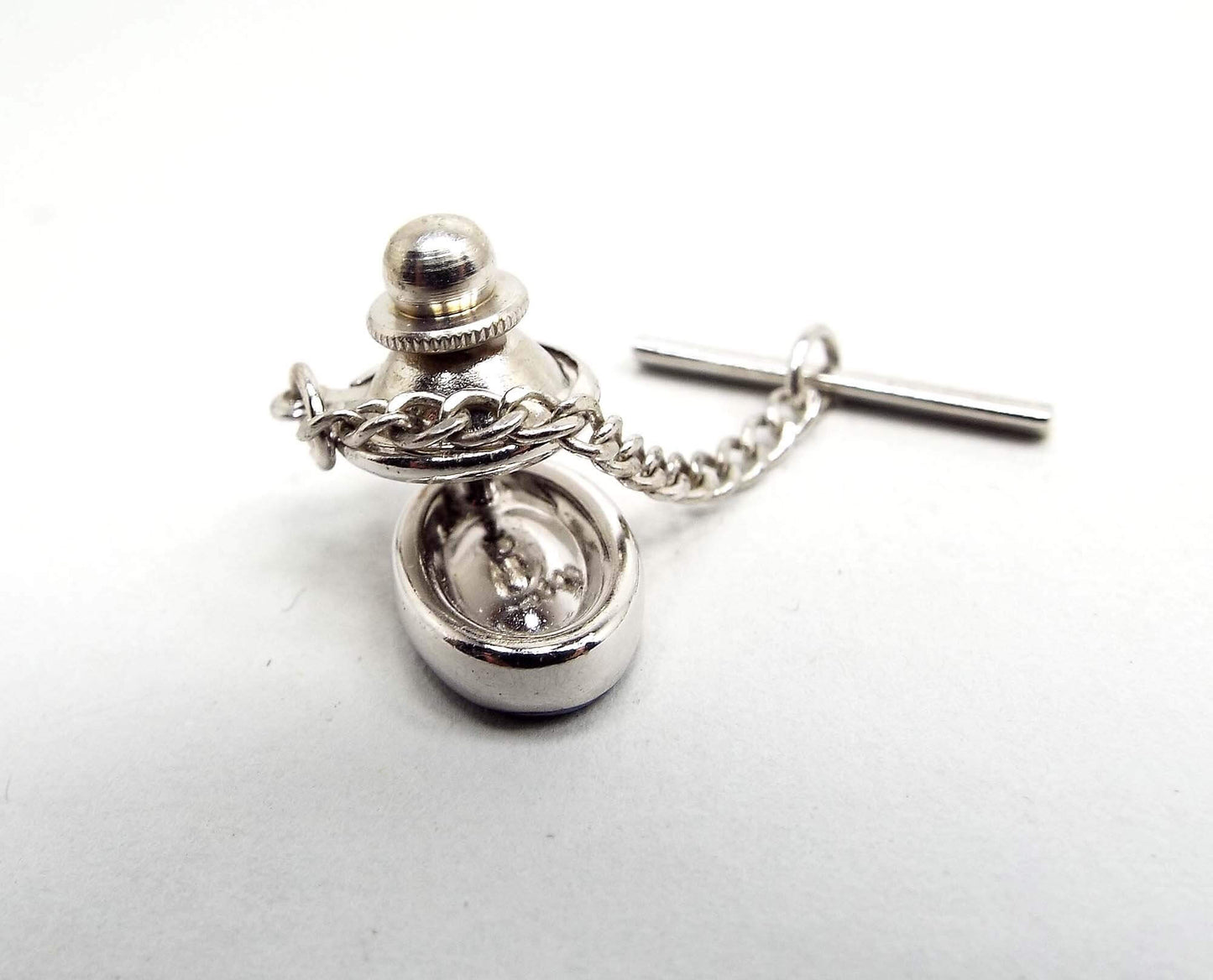 Faux Hematite Vintage Letter Initial M Tie Tack, Hipster Tie Pin