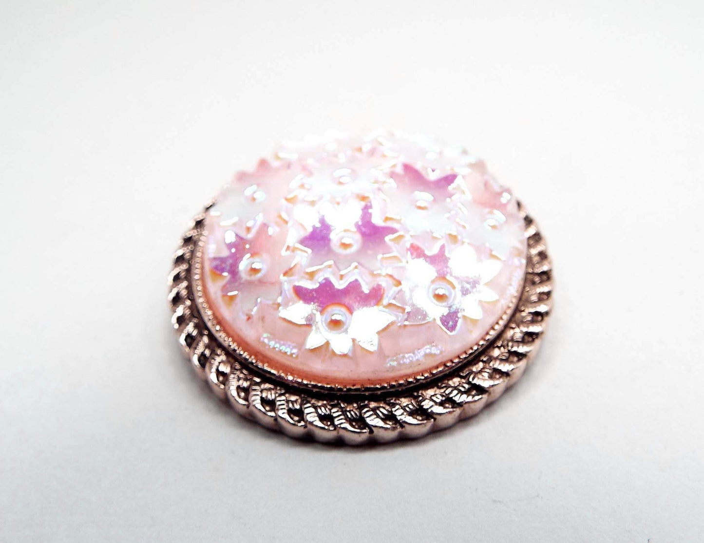 Iridescent AB Pink and Purple Vintage Scarf Clip