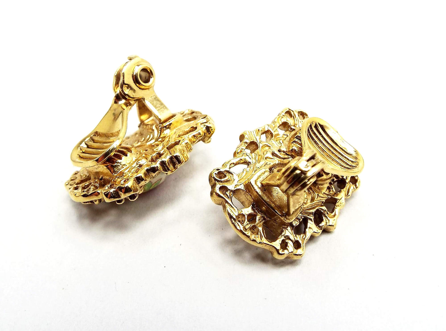 Pink Floral Vintage Clip on Earrings