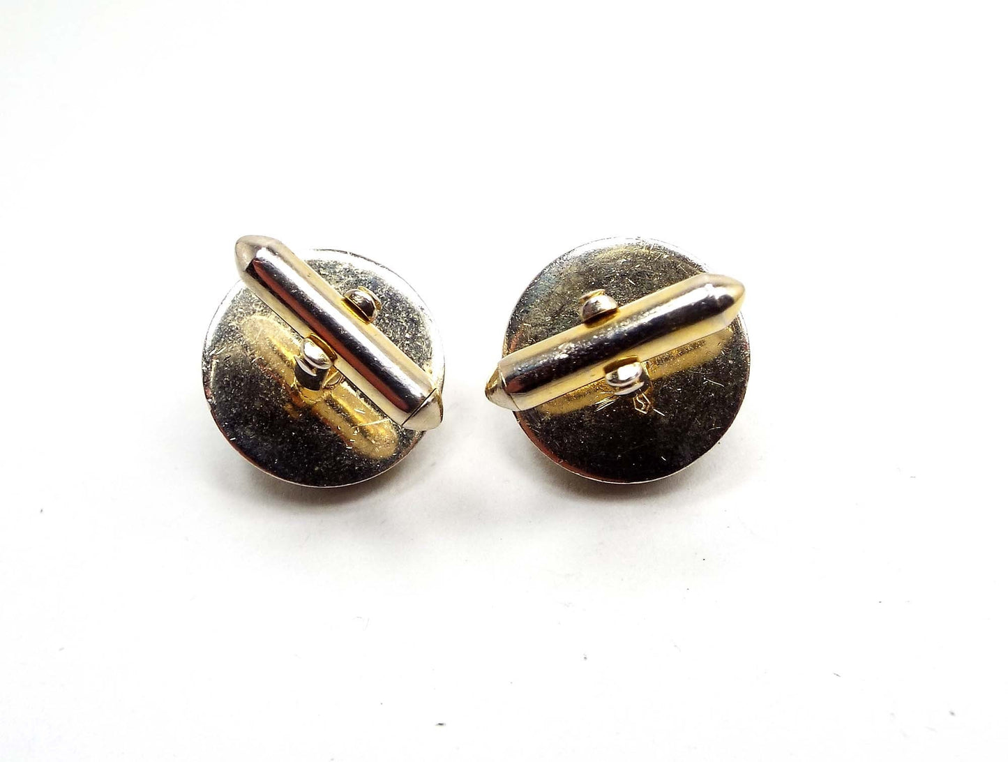 Swank Green Serpentine Gemstone Vintage Cufflinks, Domed Cuff Links