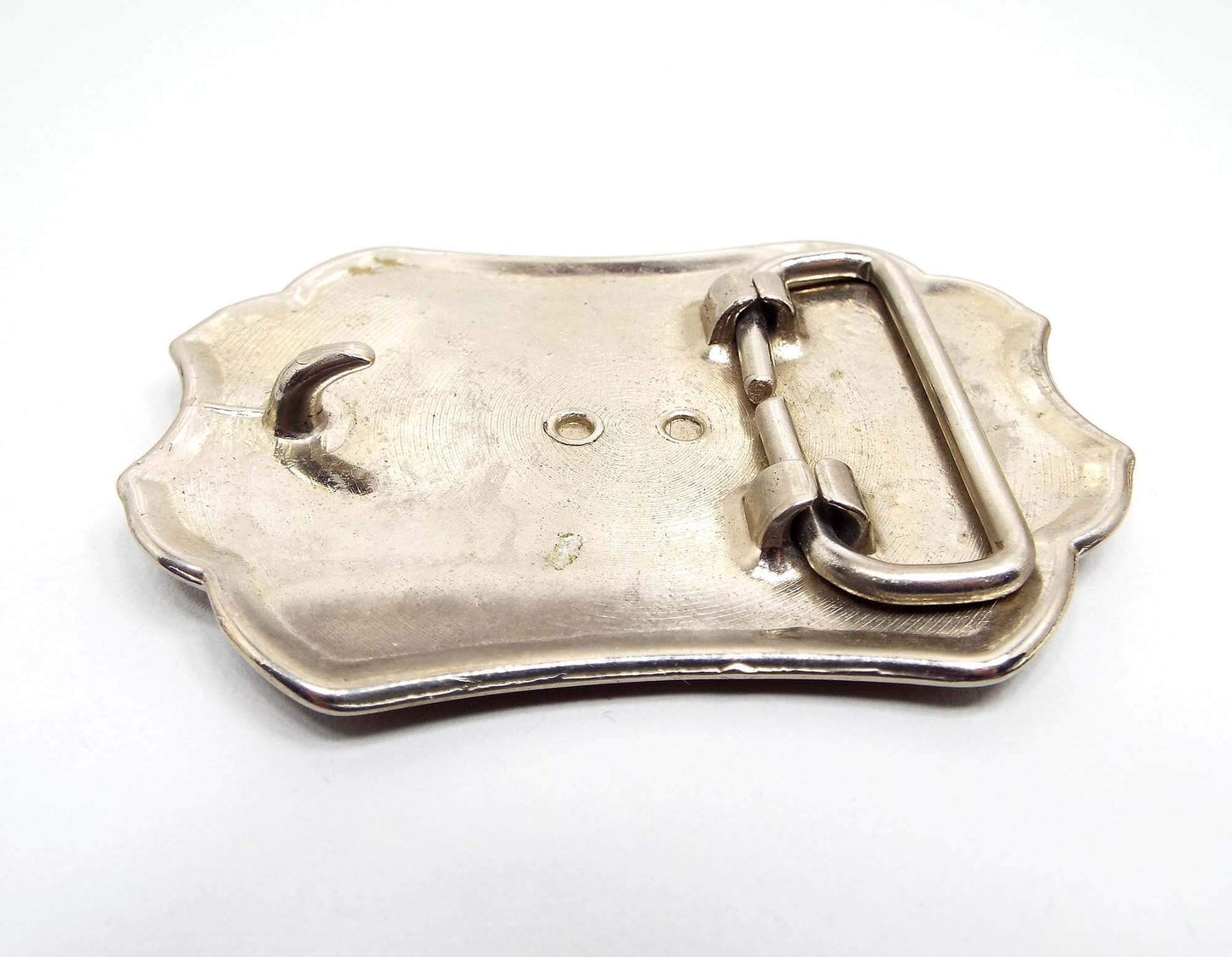 Etched and Raised Leaf Design Vintage Belt Buckle