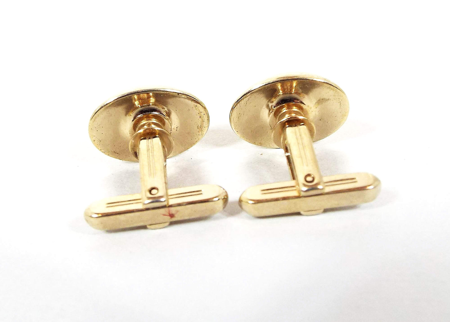 Hickok Yellow Lucite Vintage Cufflinks, Domed Cuff Links