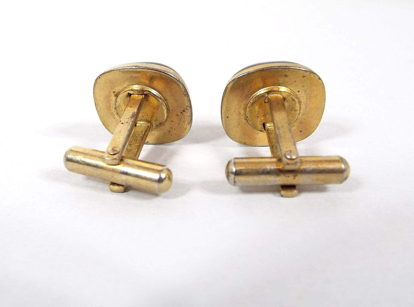 Dark Red Lucite Vintage Cufflinks, Domed Cuff Links