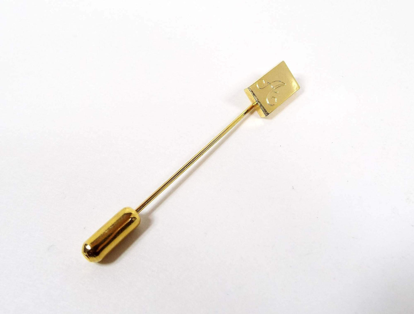 Etched Engraved Letter Initial A Vintage Stick Pin