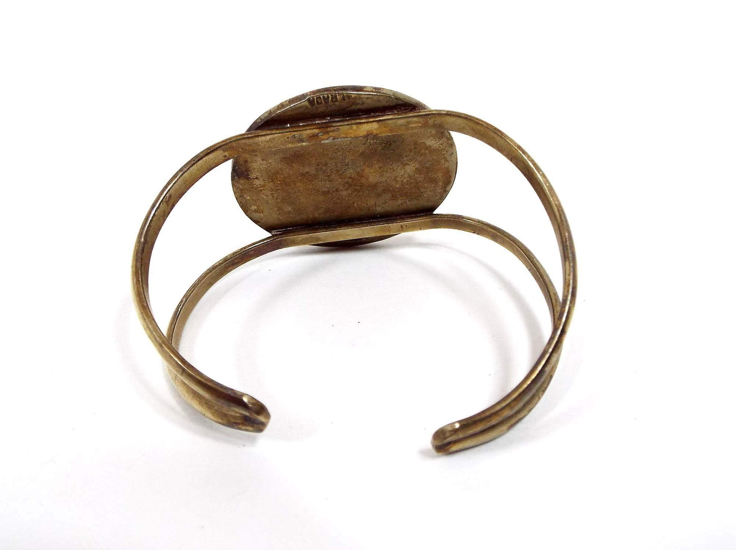Alpaca Vintage Cuff Bracelet with Inlaid Abalone and Mother of Pearl Shell