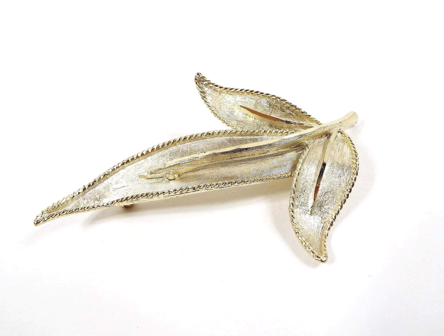 Large BSK Retro Vintage Leaf Brooch Pin