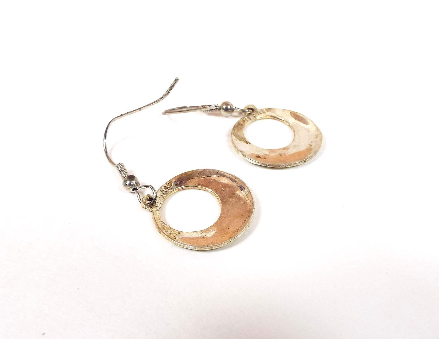 Small Alpaca Vintage Hoop Earrings with Tiny Blue Stone Chips