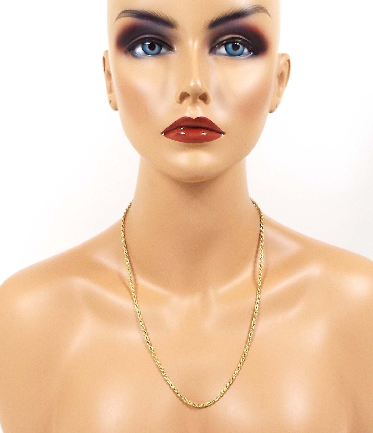 Vintage Gold Tone Twisted Rope Chain Necklace