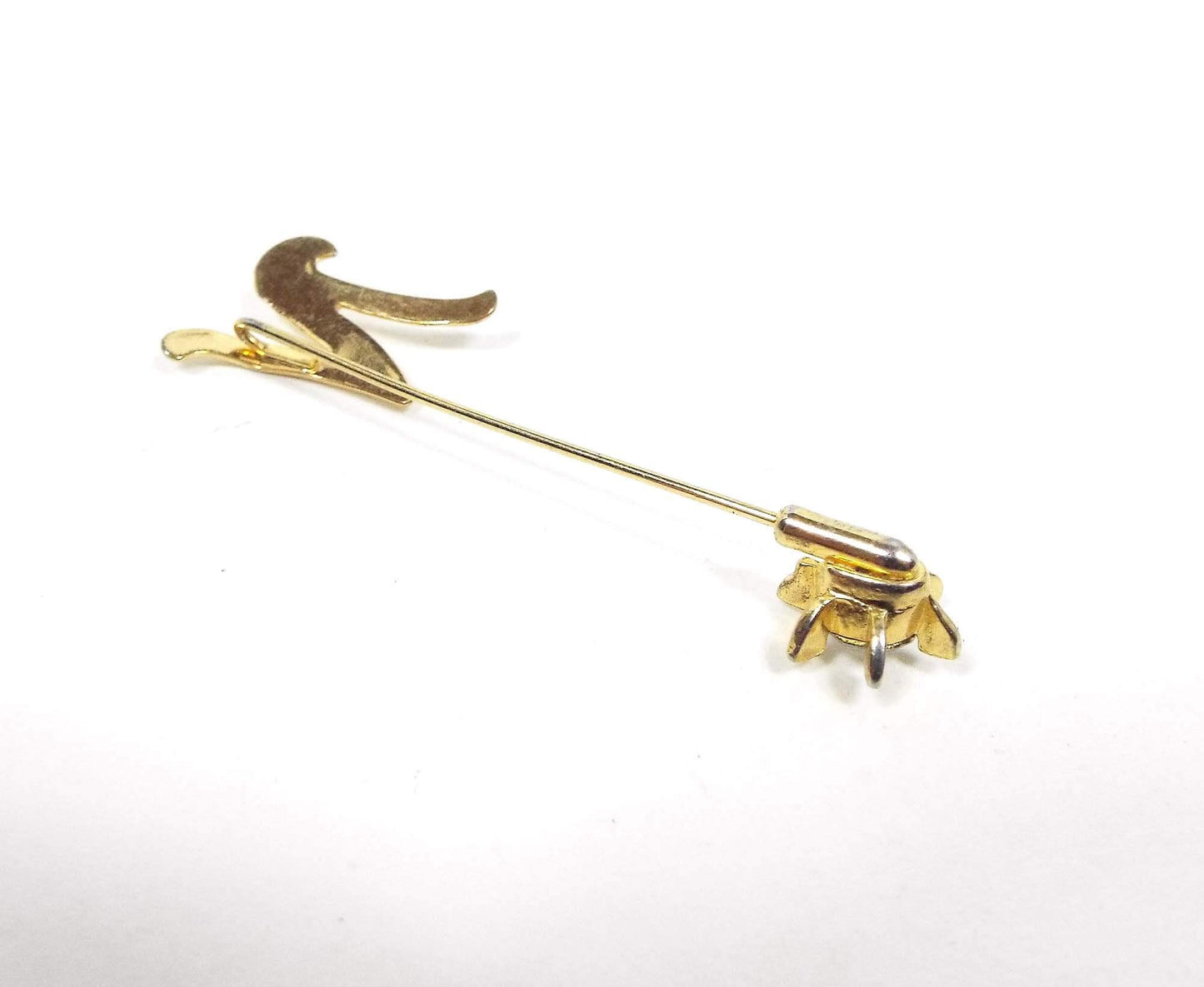 Vintage Letter Initial N Stick Pin with Rhinestone Starburst Clutch
