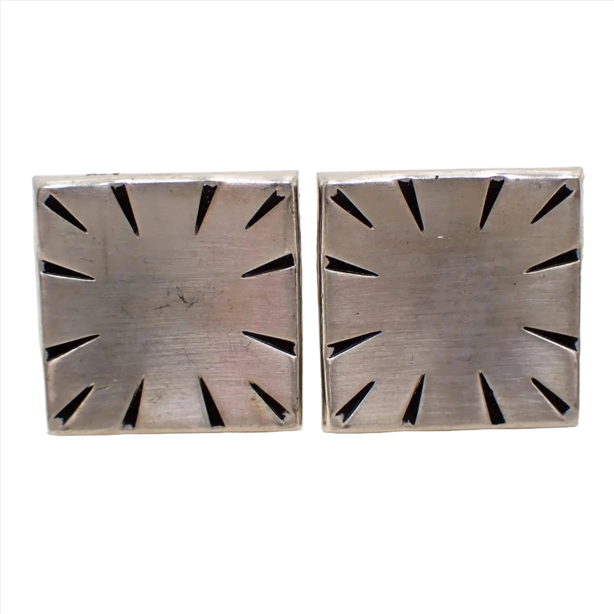 Diagonal Lines Silver Cufflink And Tie Bar Set