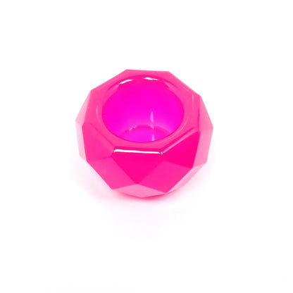 Small Neon Pink Resin Faceted Octagon Handmade Succulent Pot, Decorative Bowl, Geometric Decor
