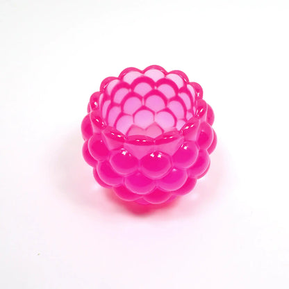 Small Handmade Round Light Neon Pink Resin Pot with Scalloped Edge