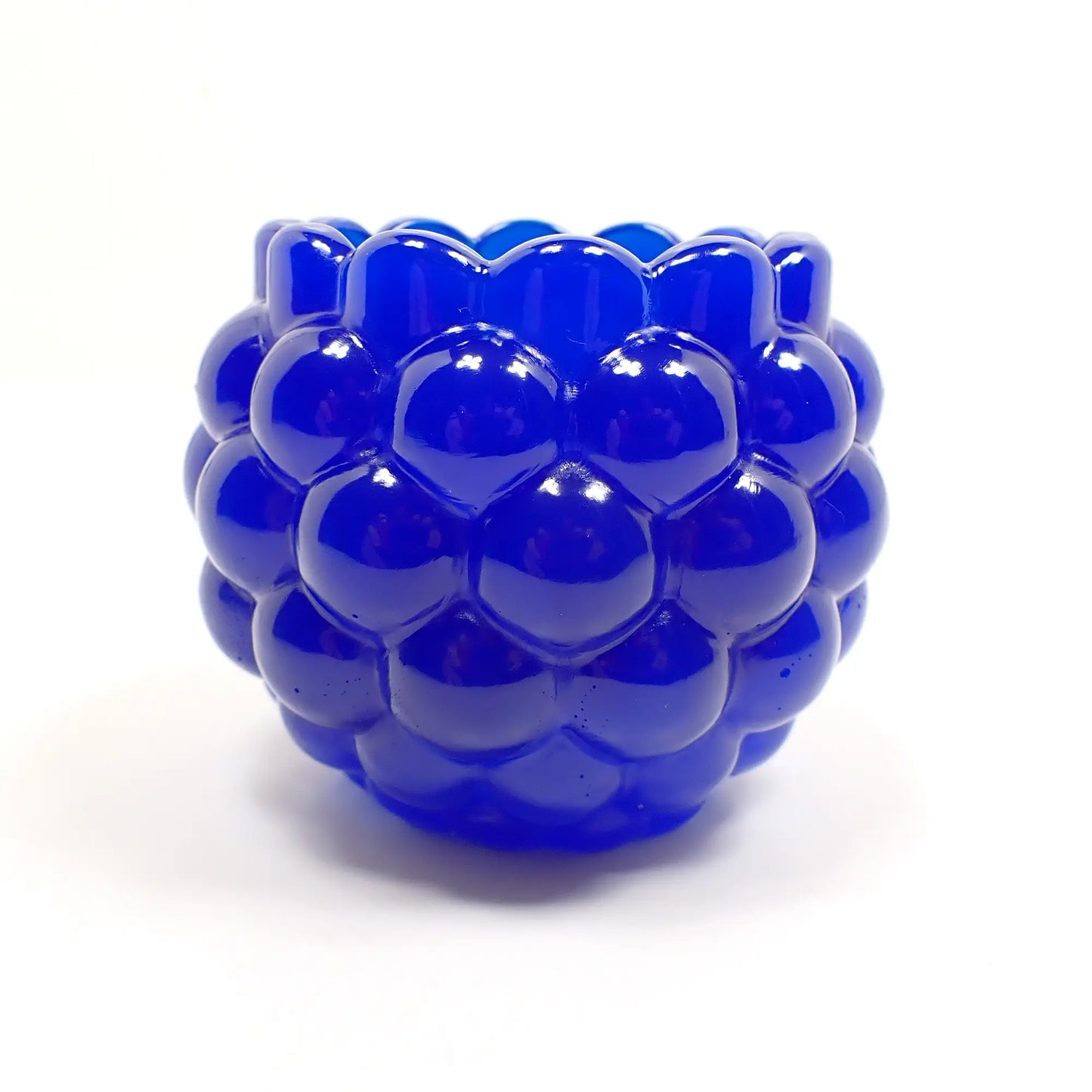Small Handmade Round Royal Blue Resin Pot with Scalloped Edge