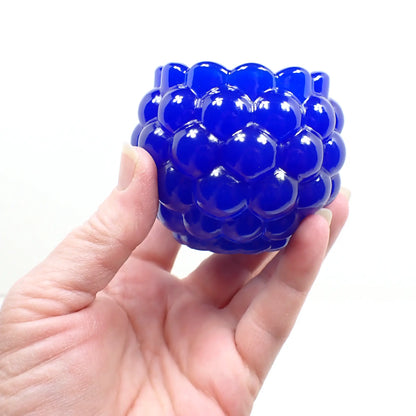 Small Handmade Round Royal Blue Resin Pot with Scalloped Edge