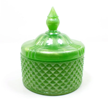 Handmade Pearly Lime Green Trinket Box Candy Dish, Decorative Jar