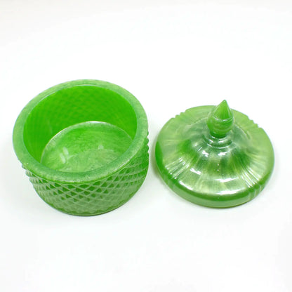 Handmade Pearly Lime Green Trinket Box Candy Dish, Decorative Jar