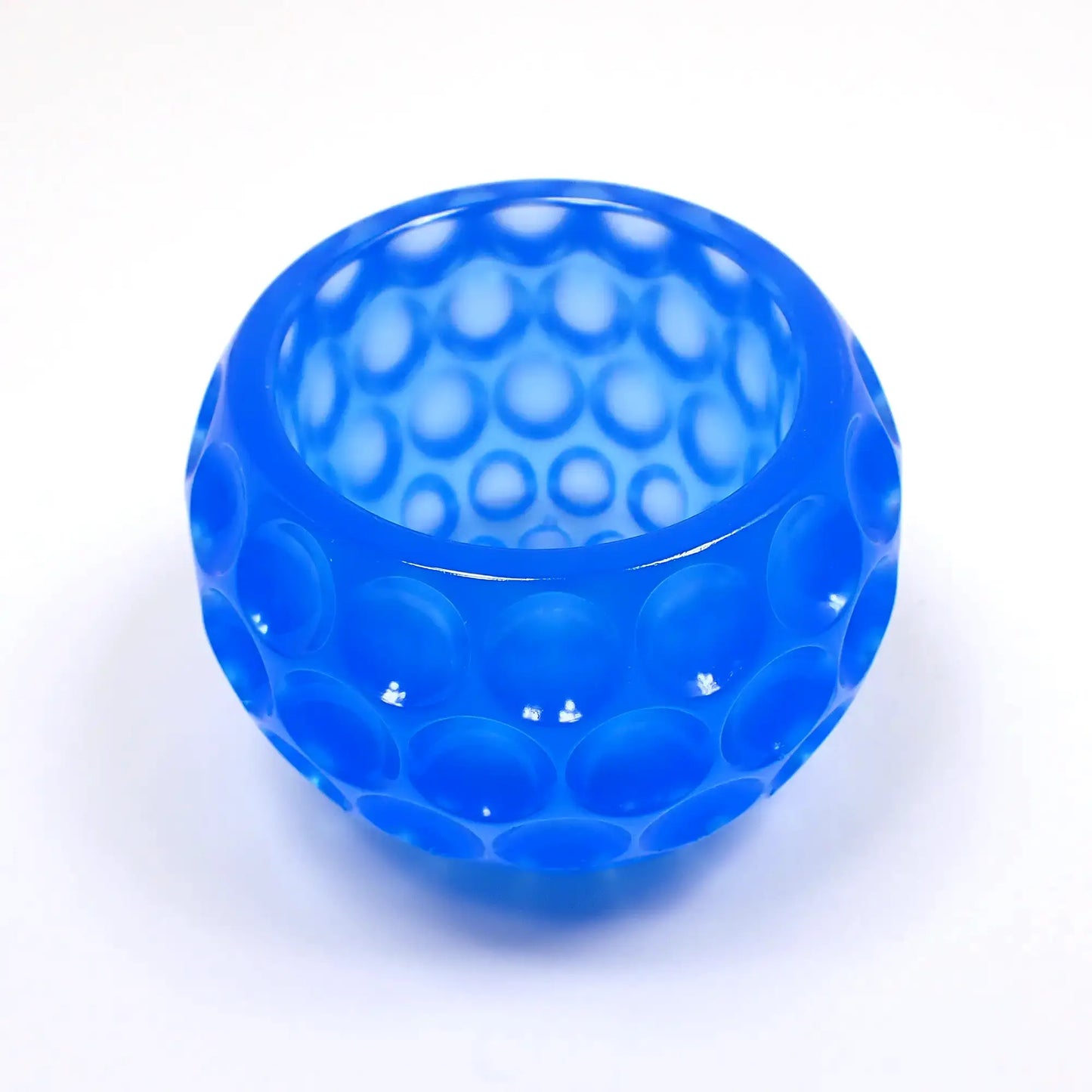 Small Handmade Round Neon Blue Resin Succulent Pot with Indented Dot Pattern, Decorative Bowl