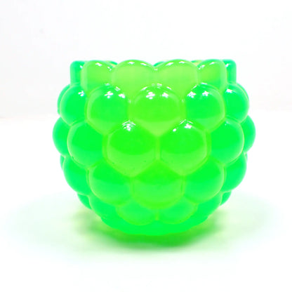 Small Handmade Round Bright Neon Green Resin Pot with Scalloped Edge
