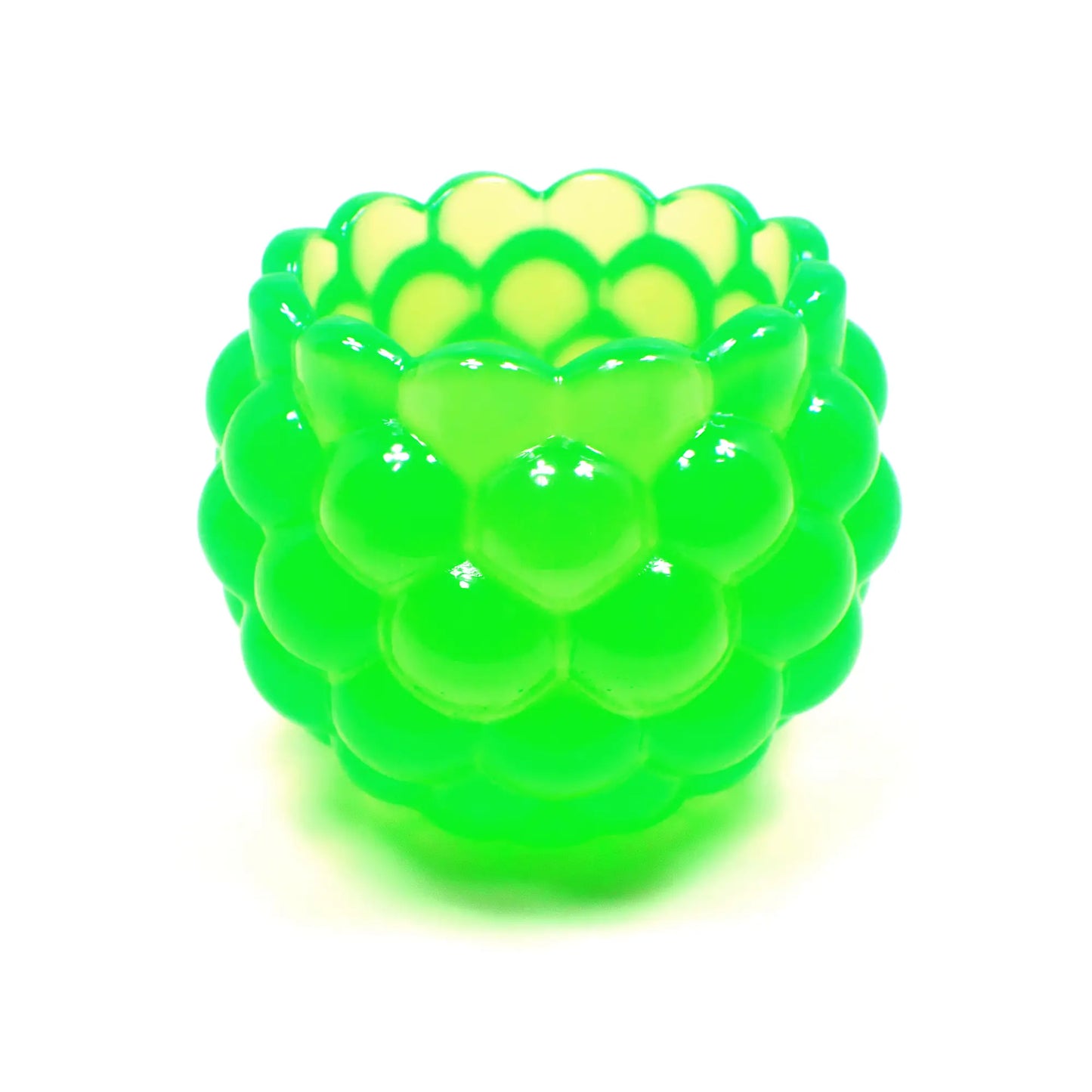 Small Handmade Round Bright Neon Green Resin Pot with Scalloped Edge