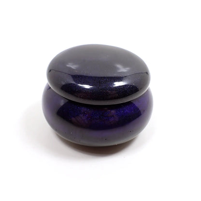 Goth Small Dark Pearly Purple Blue Resin Handmade Round Trinket Box