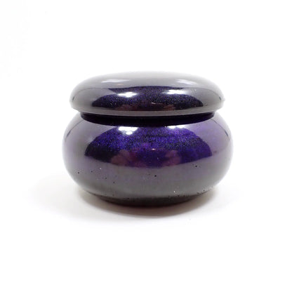 Goth Small Dark Pearly Purple Blue Resin Handmade Round Trinket Box