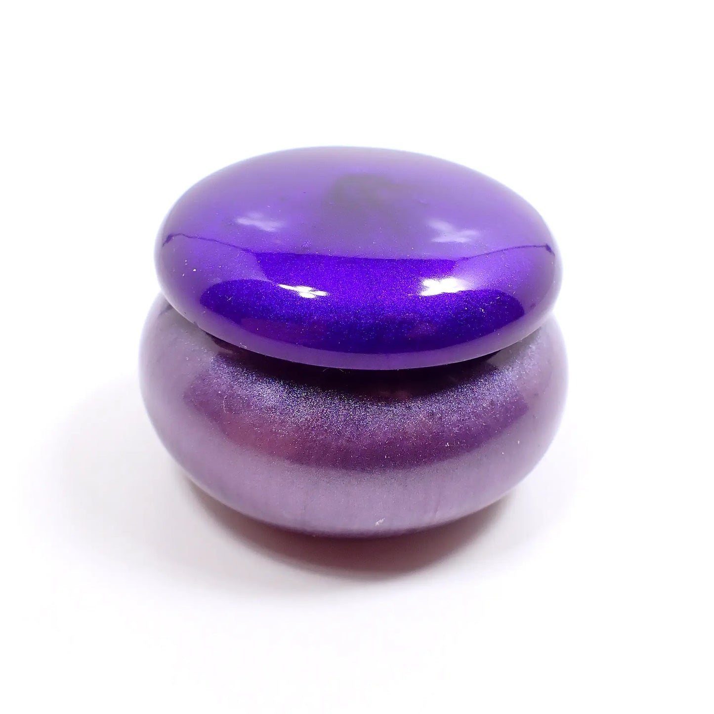 Small Pearly Purple Resin Handmade Round Trinket Box, Decorative Jar