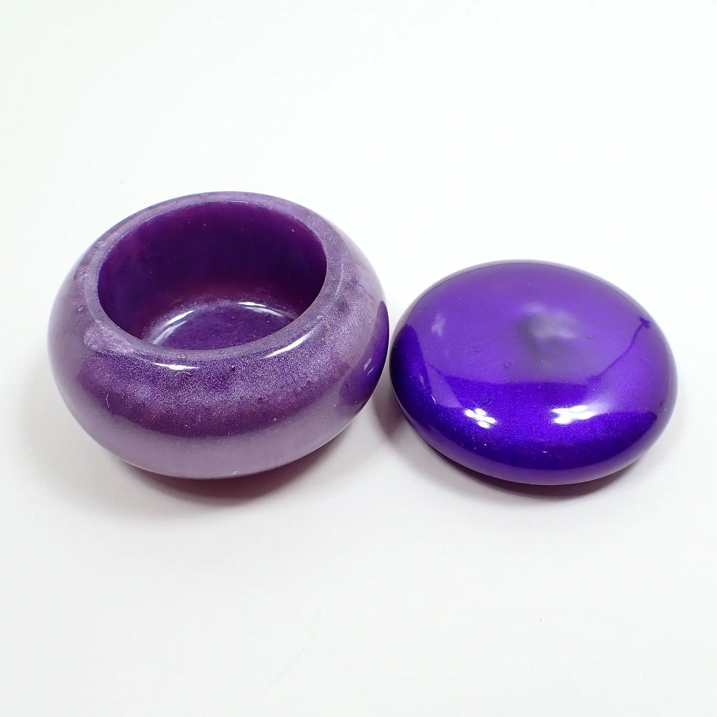 Small Pearly Purple Resin Handmade Round Trinket Box, Decorative Jar