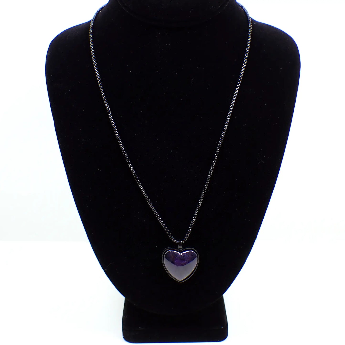 Goth Blue Purple Black Handmade Resin Heart Pendant Necklace