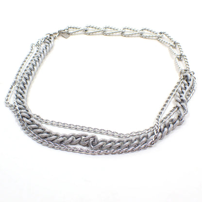 Emmons 1970's Silver Tone Vintage Multi Strand Chain Necklace